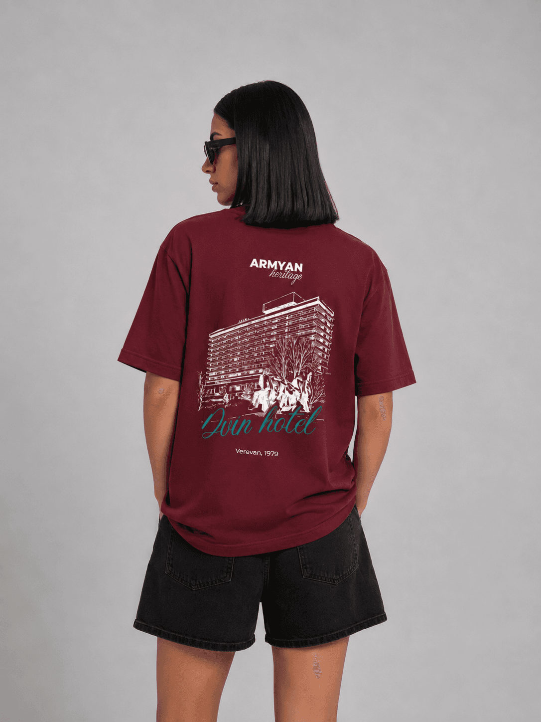 ARMYAN Dvin Hotel Heritage T-Shirt Burgundy Back View