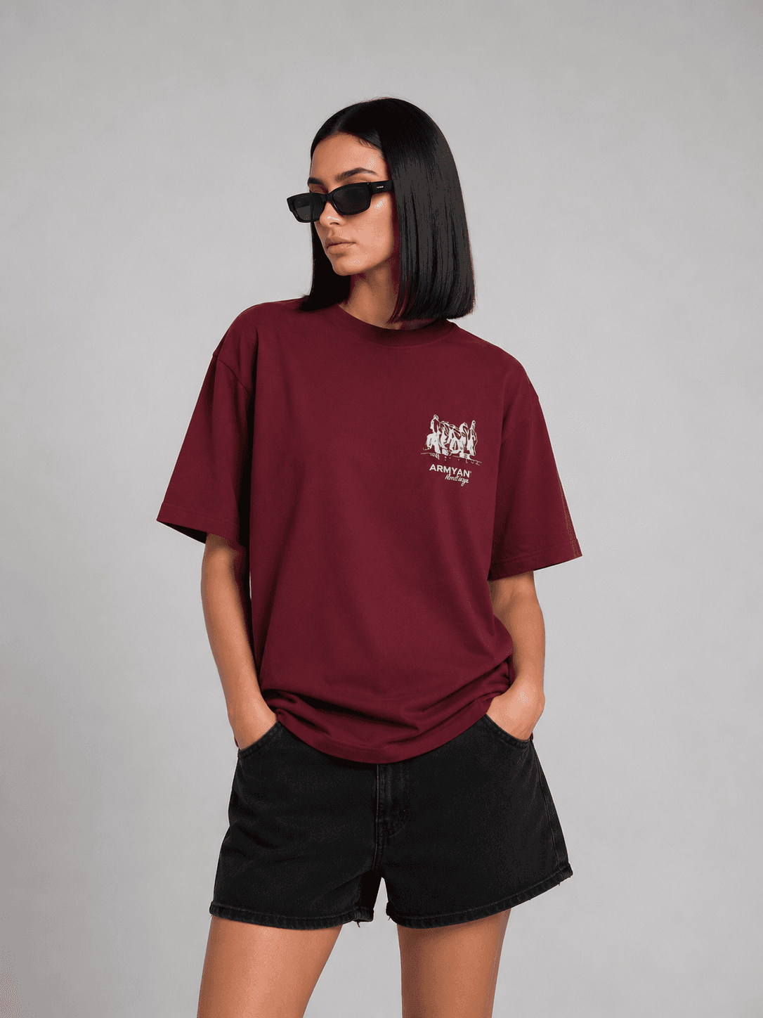 ARMYAN Dvin Hotel Heritage T-Shirt Burgundy Front View