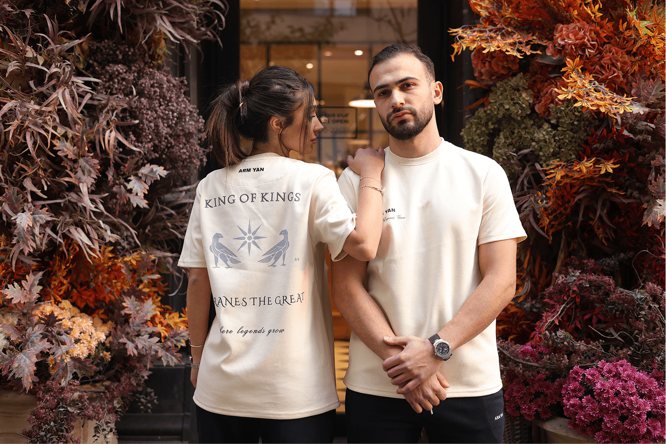 Couple wearing ARMYAN — lifestyle campaign